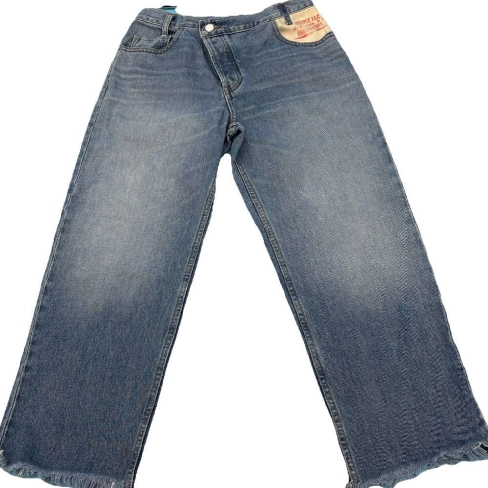 MONSE Medium Blue Cropped Wide-Leg Jeans